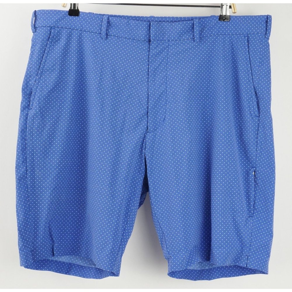 Polo Golf Ralph Lauren Men's 38 Blue Polka Nylon Wicking Stretch Chino Shorts